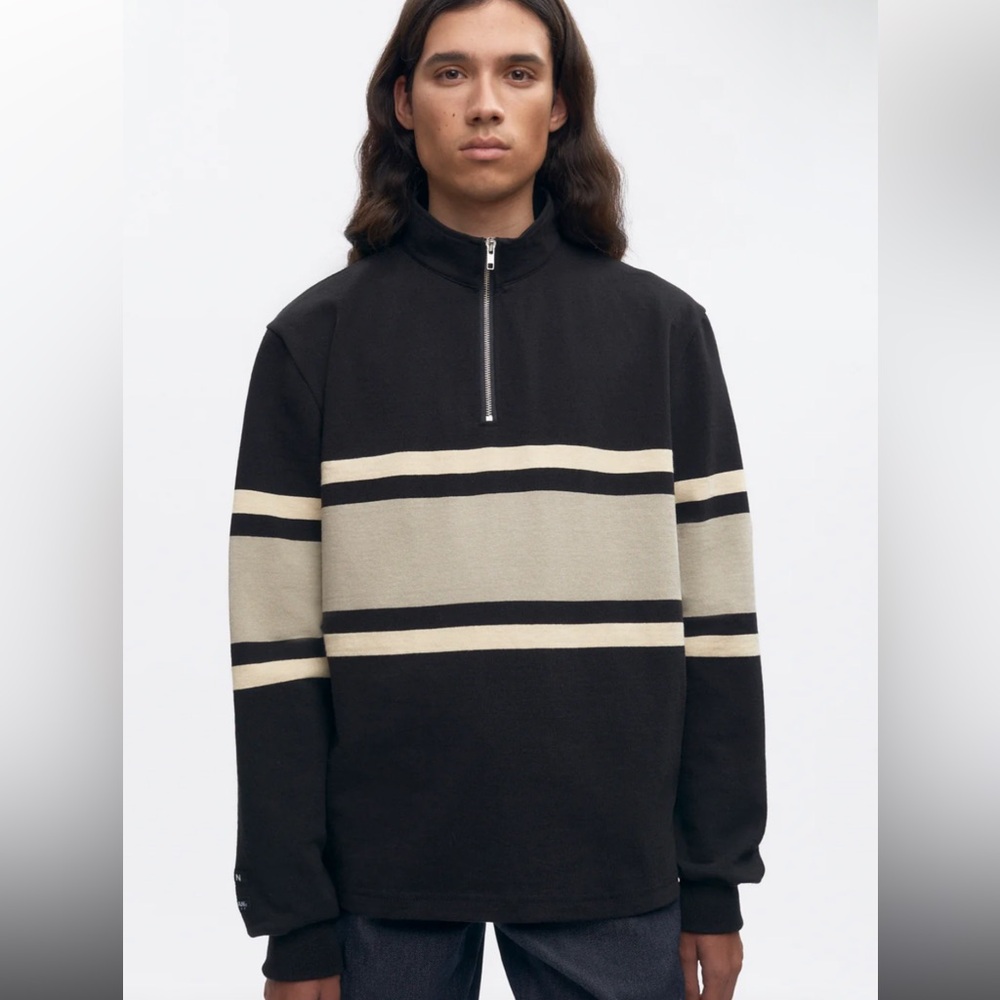 KOTN Black and Cream Zip-Up Sweater - Picture 9 of 11